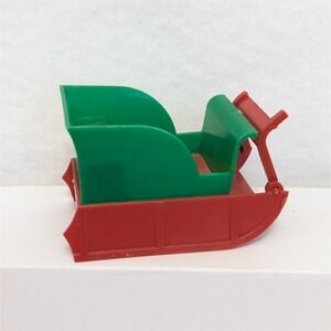 Vintage Allied Plastic Green & Red Sleigh Sled Christmas Decoration